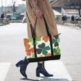 thumbnail image 4 of FORMRS Canvas Laptop Tote Bag for Women with 15.6" Computer Compartments Shoulder Handbag, White Clover Pattern, 4 of 7