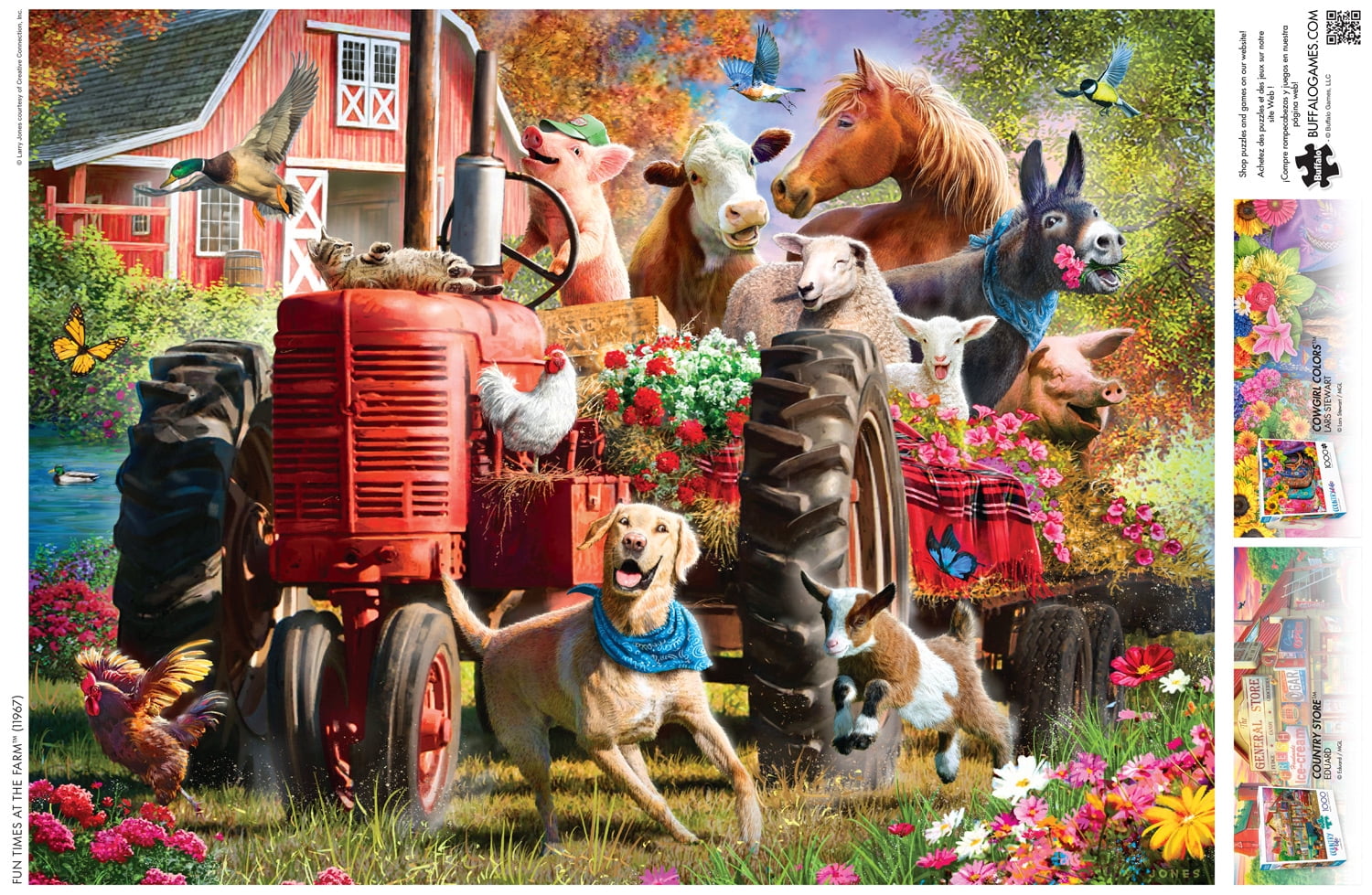 Buffalo Games 1000-Piece Larry Jones Fun Times at the Farm Interlocking Jigsaw Puzzle
