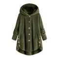thumbnail image 2 of clear 50% off wycnly 2023 Winter Womens Fleece Coats Womens Plush Overcoats Winter Warm Cozy Fluffy Fuzzy Fleece Hooded Coats Plus Size Casual Solid Button Down Long Sleeve Jackets Up to 65% off, 2 of 3