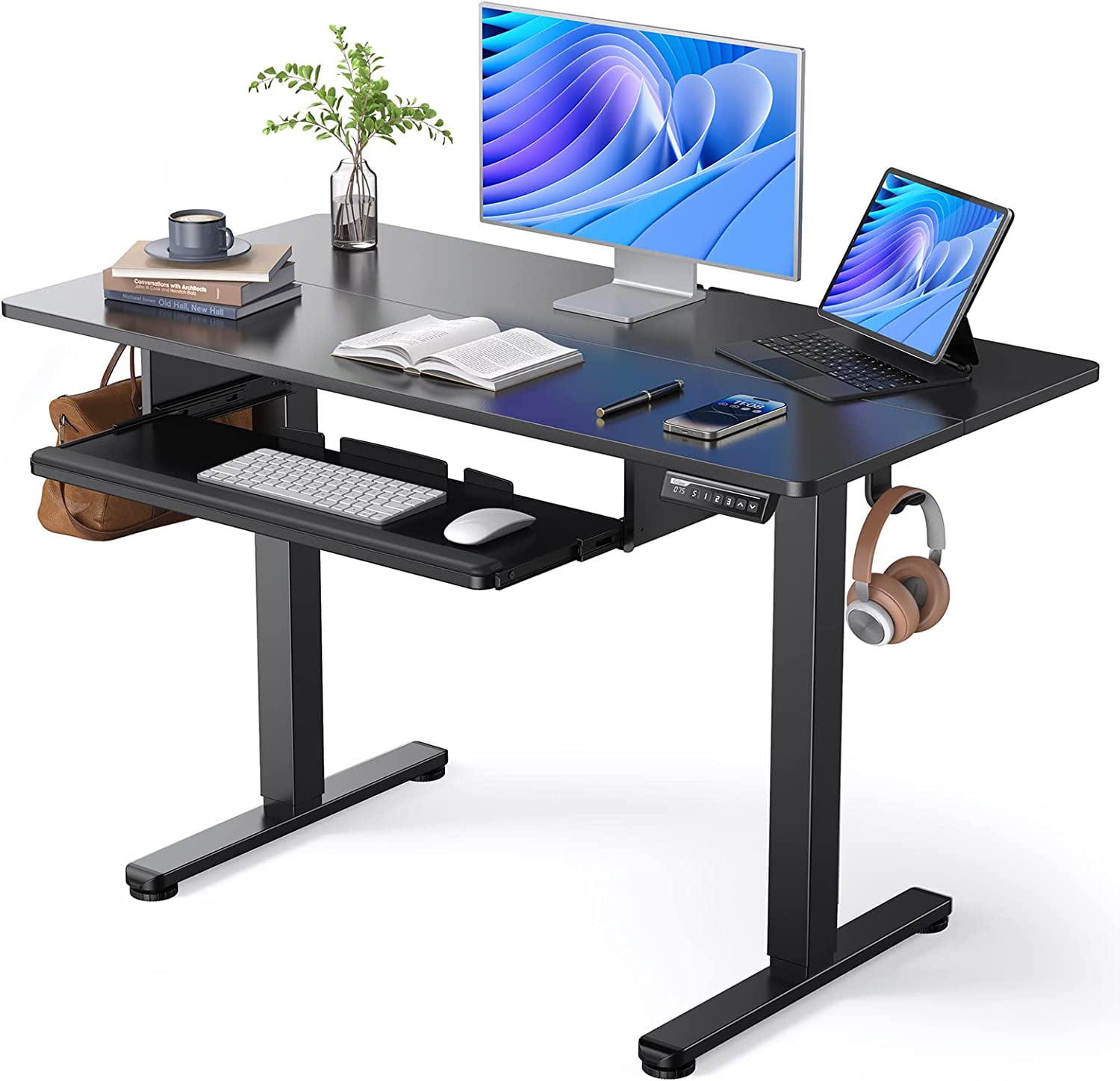 Electric Standing Desk With Keyboard Tray 48 X 24 Inches Height Adjustable  Sit Stand Up Desk Memory Computer Home Office Desk | Lupon.Gov.Ph