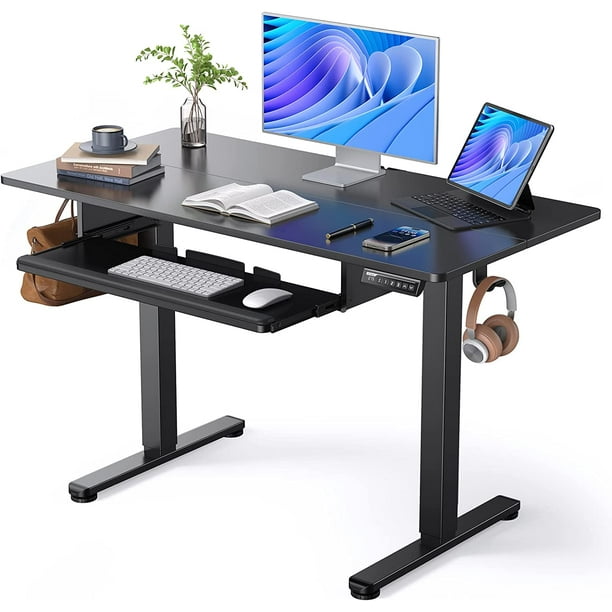 Electric Standing Desk with Keyboard Tray 48 x 24 Inches Height