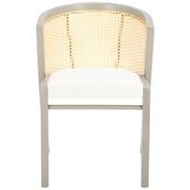 SAFAVIEH Edan Mid-Century Polyester Solid Dining Bistro Chair, Grey/White
