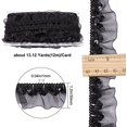 thumbnail image 3 of 13Yds Black Pleated Ribbon Trim Satin Organza Lace Fabric Sequin Ribbon Elastic Floral 1-1 8 Chiffon Lace Edge, 3 of 8