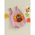 thumbnail image 2 of My First Thanksgiving Baby Girl Boy Outfit Turkey Romper Corduroy Overalls Sleeveless Straps Jumpsuits Bodysuits Cute Fall Clothes, 2 of 8