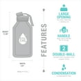 thumbnail image 3 of TAL 64 oz Silver Solid Print Stainless Steel Water Bottle, 3 of 9