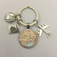 thumbnail image 1 of Llavero con mapa del mundo para viajar, explorar la cúpula de cristal, llavero con colgante de avión Cabachon, llavero de joyería de regalo para hombres y mujeres. Dengxun unisex, 1 of 2