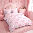 thumbnail image 2 of Manfei Girly Pink Bowknot 7 Pieces Bedding Comforter Set For Kids,Dreamy Princess Style Aesthetic Full Bedding Set,Pink Reversible, 2 of 7