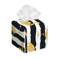 thumbnail image 1 of Balery Gold Flamingo Porta Pañuelos de Cuero con Estampado – Funda Moderna Cuadrada para Caja de Pañuelos, Dispensador 5x5x5'', 1 of 7