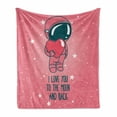 thumbnail image 1 of Valentines Soft Flannel Fleece Throw Blanket, I Love You to the Moon and Back Lettering with an Astronaut Holding Heart, Cozy Plush for Indoor and Outdoor Use, 70" x 90", Pink Dark Teal, by Ambesonne, 1 of 5