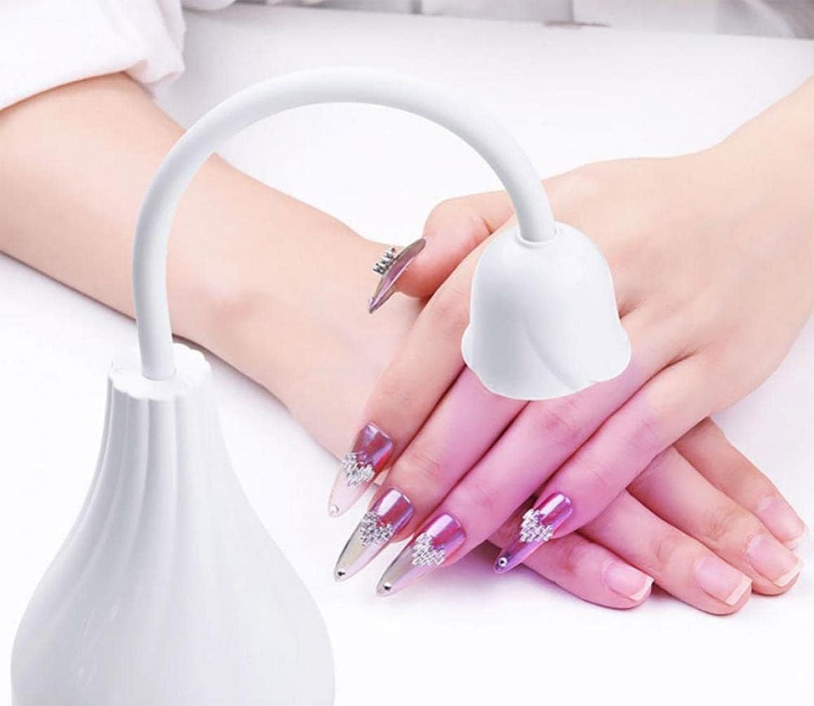 Nail Dryer Mini Nail Lamp Uv Led Nail Art Gel Dryer Quick Dry Nail Polish Curing Lamp Gooseneck Flash Cure Light with USB for Home DIY White Nail Lamp Manicure