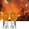 thumbnail image 3 of Hovmgk Radiation Protection Aluminum Foil Heat Gloves, High Temperature Resistant Welding & Melting Gloves, Five Finger Insulated Gloves for Fire, Furnace, & Glass Processing, Reusable, 3 of 3