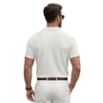 thumbnail image 5 of Telankuip Summer Color Block Waffle Short Sleeve Polo Shirts for Men Casual Textured Quarter Button Collar Comfortable Breathable Top Dress Business Work Shirt with Pocket White XL, 5 of 8
