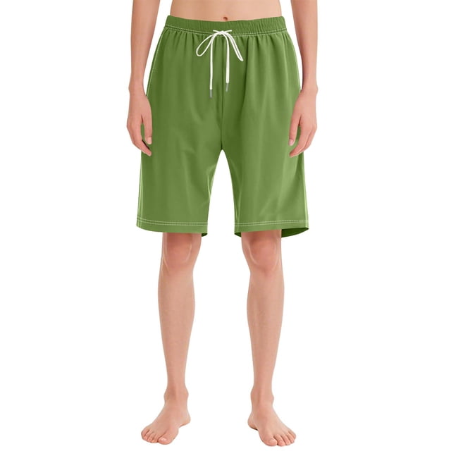 LVHAOGJOB Womens Elastic Wasit Shorts with Pockets Summer Pants Plus Size Solid Color Gym Drawstring Workout Shorts for Ladies
