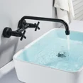 thumbnail image 4 of Matte Black Kitchen Faucet Wall Mount Commercial Sink Faucet Dual Handle Mixer Swivel Spout, 4 of 11