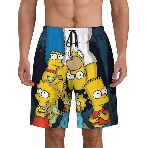 The Simpsons Mens Swim Trunks Quick Dry Swim Shorts Mesh Lining Bathing Suits Swimwear Beach Shorts with Pockets