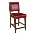 thumbnail image 2 of Linon Brook Full Back Wood Counter Stool, 24" Seat Height, Brown Finish with Red Fabric, 2 of 3
