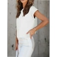 thumbnail image 6 of Womens Short Sleeve T-Shirts Round Neck Rolled Dolman Sleeve Tops Solid Casual Cropped Tees, 6 of 7