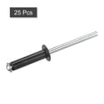 thumbnail image 3 of Unique Bargains 5mm x 20mm Aluminum Open End Flat Round Head Blind Rivets, Black 25 Pack, 3 of 5