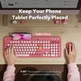 thumbnail image 4 of Wireless Keyboard and Mouse Combo, Hot Pink Typewriter Style Round Keycaps, Full Size Keyboard with Phone Tablet Holder, 2.4GHz USB for Windows PC Laptop, 4 of 5