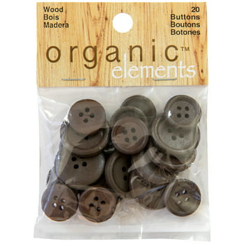  Elements Brown Assorted Size Wood Large Sew Thru Buttons, 20 Pieces