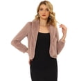 thumbnail image 1 of Abrigo esponjoso para mujer, abrigo de invierno de manga larga con lazo automático Rosa empolvado XL, 1 of 5