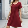 thumbnail image 5 of Akafmk Summer Dresses for Women Casual Dresses,Solid Color Round Neck Short Dress Short Sleeve Mini Dresses Loose A Line Beach Sundress, 5 of 5