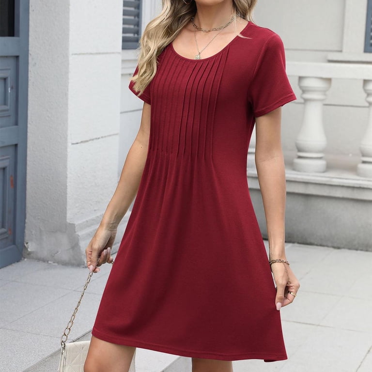 knee length dresses for ladies Blue Floral Midi Summer Dress with Short Puff Sleeves– PromGirl