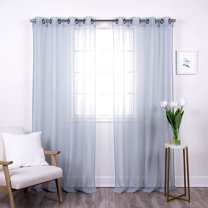 Quality Home Set of 2 Linen-Textured Semi-Sheer Curtain Panels – Antique Bronze Grommet Faux Linen Window Treatment for Living Room, Dining Room, Bedroom (Grey, 52" W x 96 " L)
