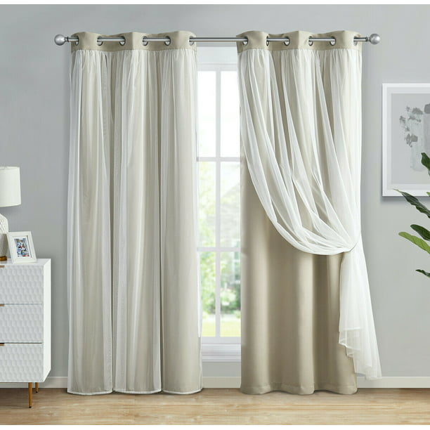 2 Pack: Kate Aurora Sobe Hotel Chic Sheer Blackout Curtains - Assorted ...