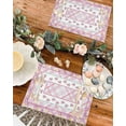 thumbnail image 4 of Easter Placemats Set of 4, Bunny Footprints Placemat for Dining Table Decorations, Pink Plaid Spring Flowers Place Mats, Spring Table Mats for Kitchen Dinner Seasonal Holiday Party Decor, 4 of 6