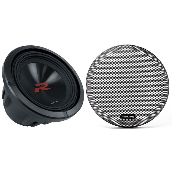 Alpine R2-W12D4 2250W 12" R-Series Dual 4-Ohm Car Subwoofer   KTE-12G.3 Grille