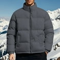 thumbnail image 2 of Mens Puffer Jacket Winter Coats Hood less Quilted Down Jackets Dark Gray M, 2 of 5