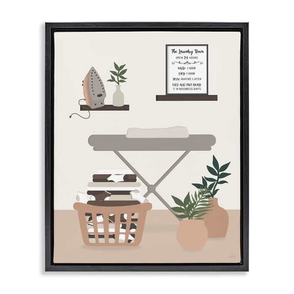 Stupell Industries Laundry Rules Modern View Quotes and Sayings Painting Black Floater Framed Canvas Art Print Wall Art, 17 x 21