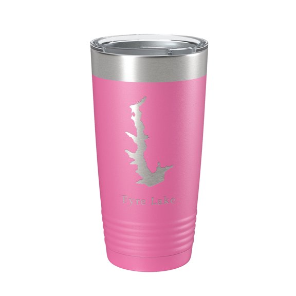 Fyre Lake Map Tumbler Travel Mug Insulated Laser Engraved Coffee Cup Illinois 20 oz Pink