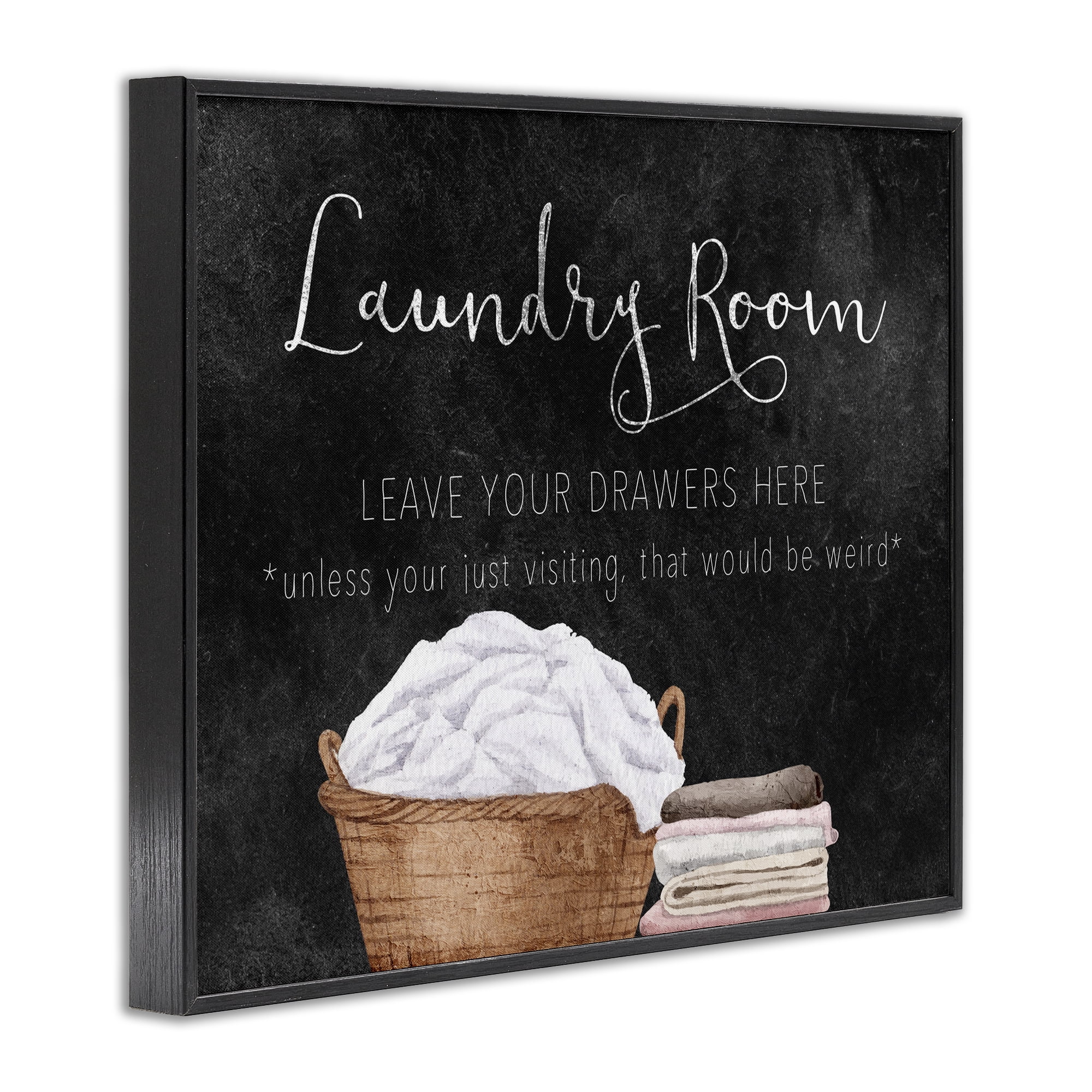 Leave Your Drawers Laundry Black Framed Giclee Art, design by Kim Allen