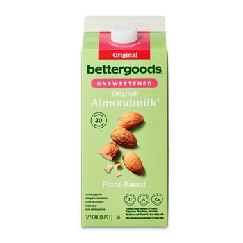 bettergoods Plant-Based Unsweetened Original Almondmilk, Half Gallon