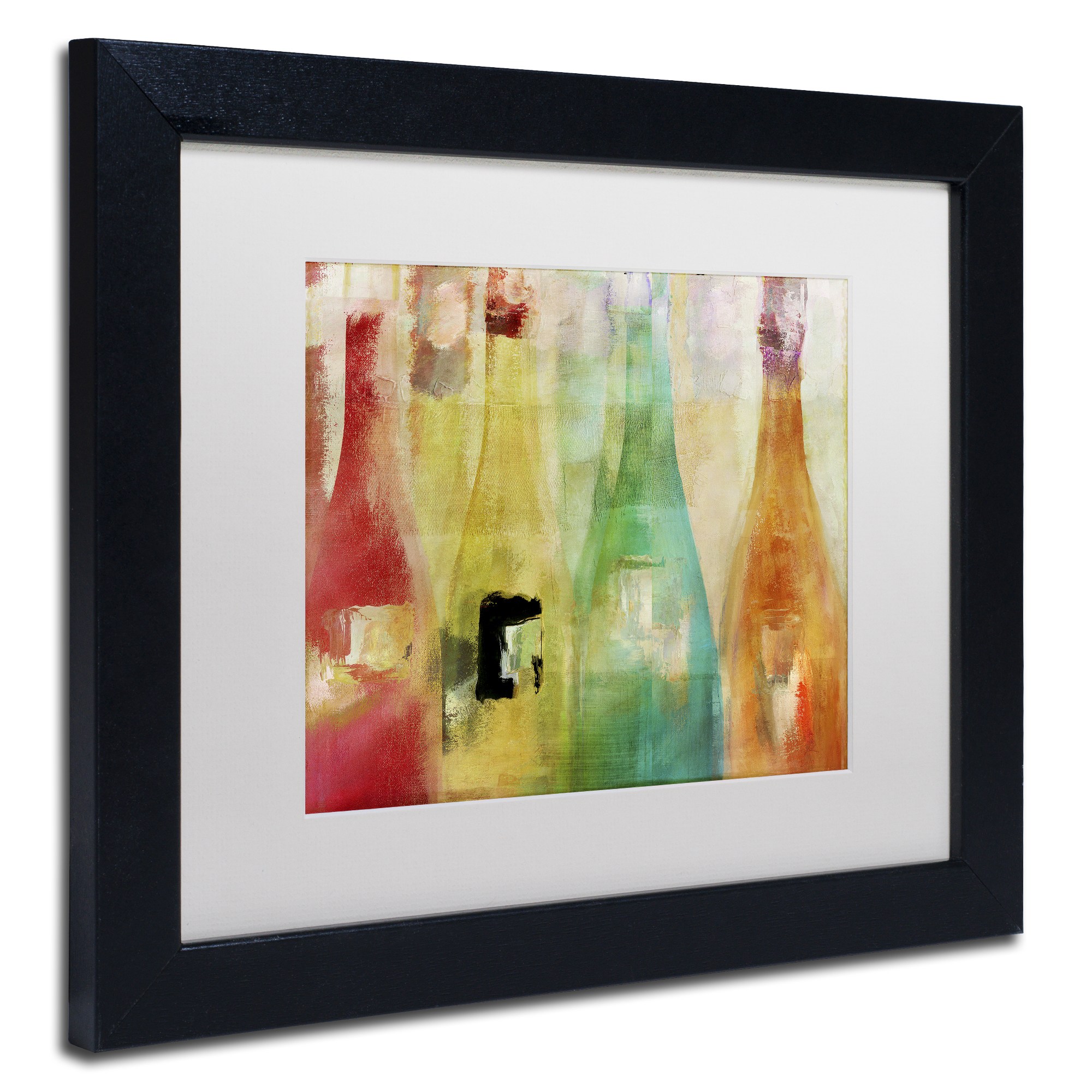 Trademark Fine Art "Bouteilles" Canvas Art by Color Bakery White Matte, Black Frame