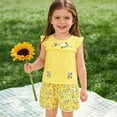 thumbnail image 3 of XEGLSBU Girls Summer Outfits Set Girls Outfit Floral Embroidery Bunny Print Sleeveless Top and Shorts Two Piece Casual Toddler (Yellow Size 5-6 Years), 3 of 6