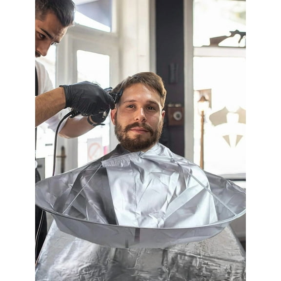 Waterproof Professional Haircut Cape Foldable Hair Cutting Cloak Silver Color For Adult Children Universal