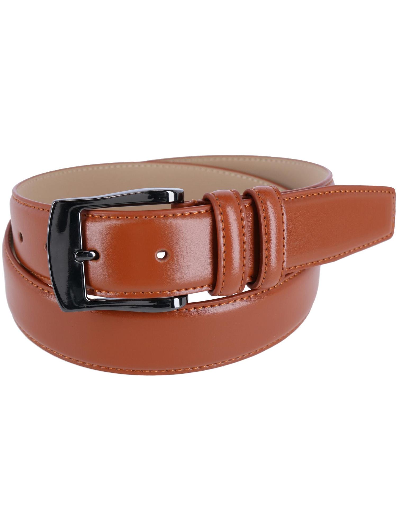 CTM 1 1/8 Inch Wide Leather Metallic Dress Belt (Pack of 2 