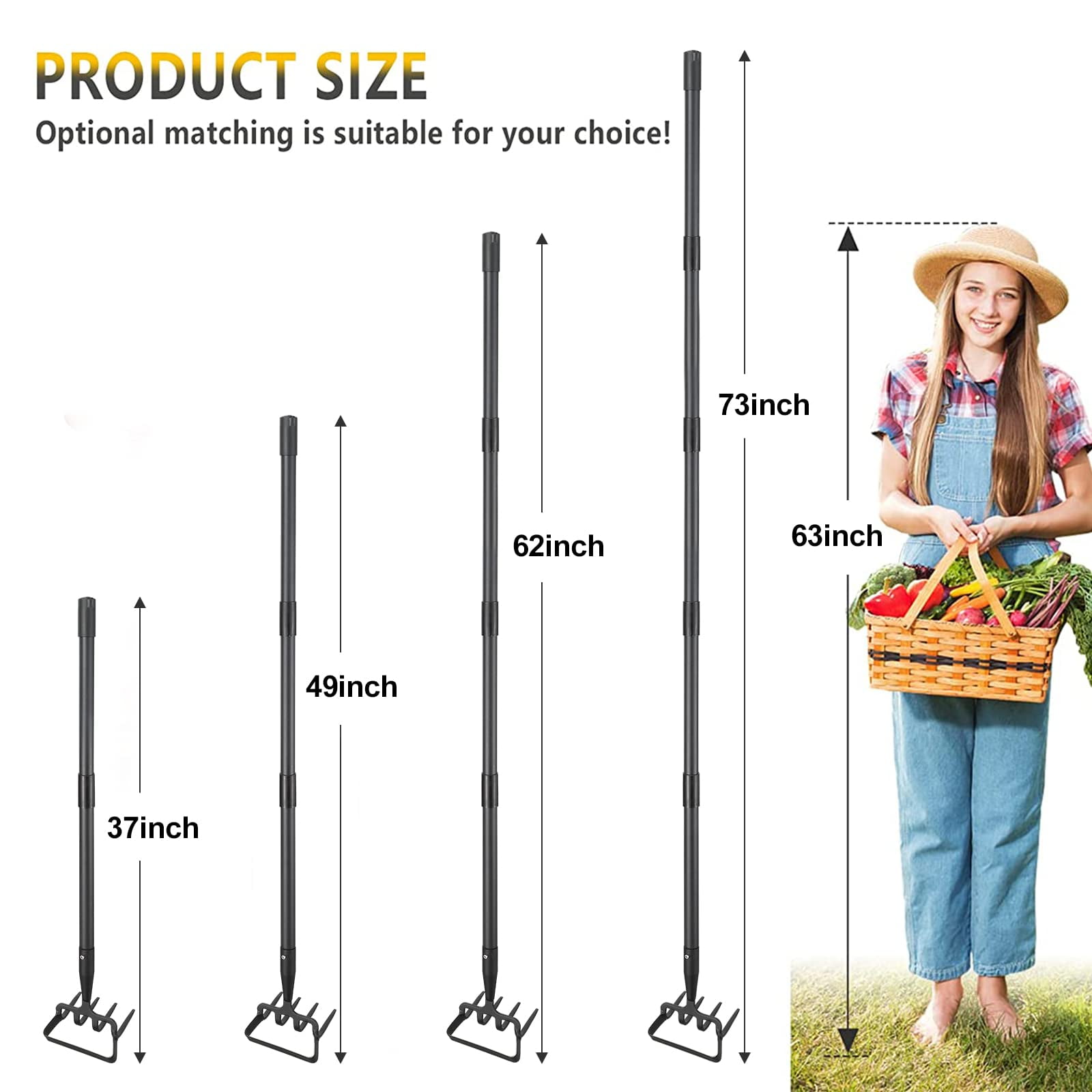 72 inch Garden Hoe, Stirrup Hoe and Cultivator Garden Tool, Heavy Duty Hula Hoe Weeding Gardening Hand Tools