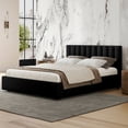 thumbnail image 4 of Omax Decor Jaxon Upholstered Platform Queen Bed in Black Boucle Fabric, 4 of 8