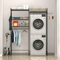 thumbnail image 5 of Kselythan Over Washer and Dryer Shelves,57.4" W Heavy Duty Laundry Room Storage Organization Clothes Drying Rack,Height Adjustable Towel Racks with Hamper and Hooks,Space Saving Shelf, 5 of 7