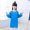 Blue, variant on Girls Art Smock Long Sleeve Painter Apron with Pocket Printed Protective Cover for Drawing Activities White 100/中码