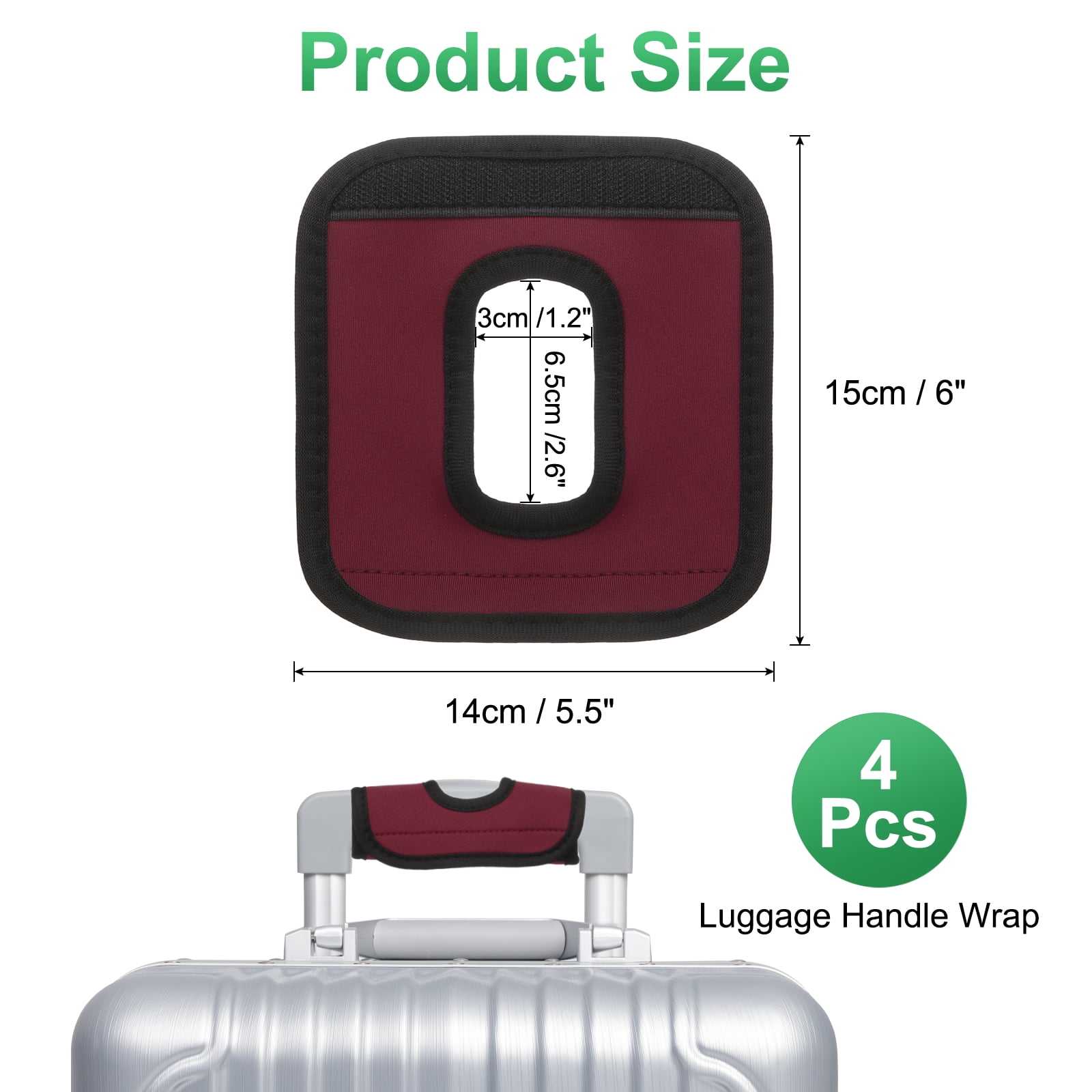 Unique Bargains Luggage Handle Wrap Hollow Neoprene for Travel Bag Wine Red