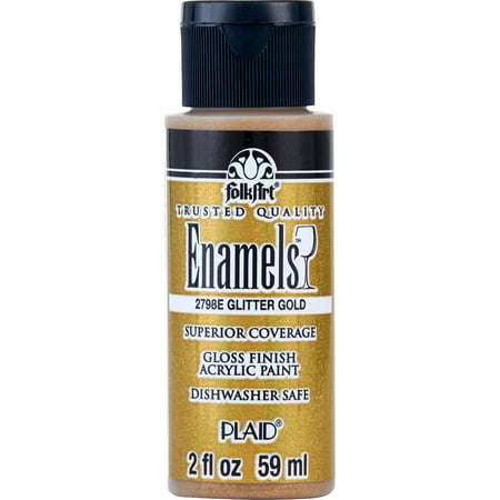FolkArt Enamel Acrylic Craft Paint Gloss Finish Glitter Gold 2 fl oz