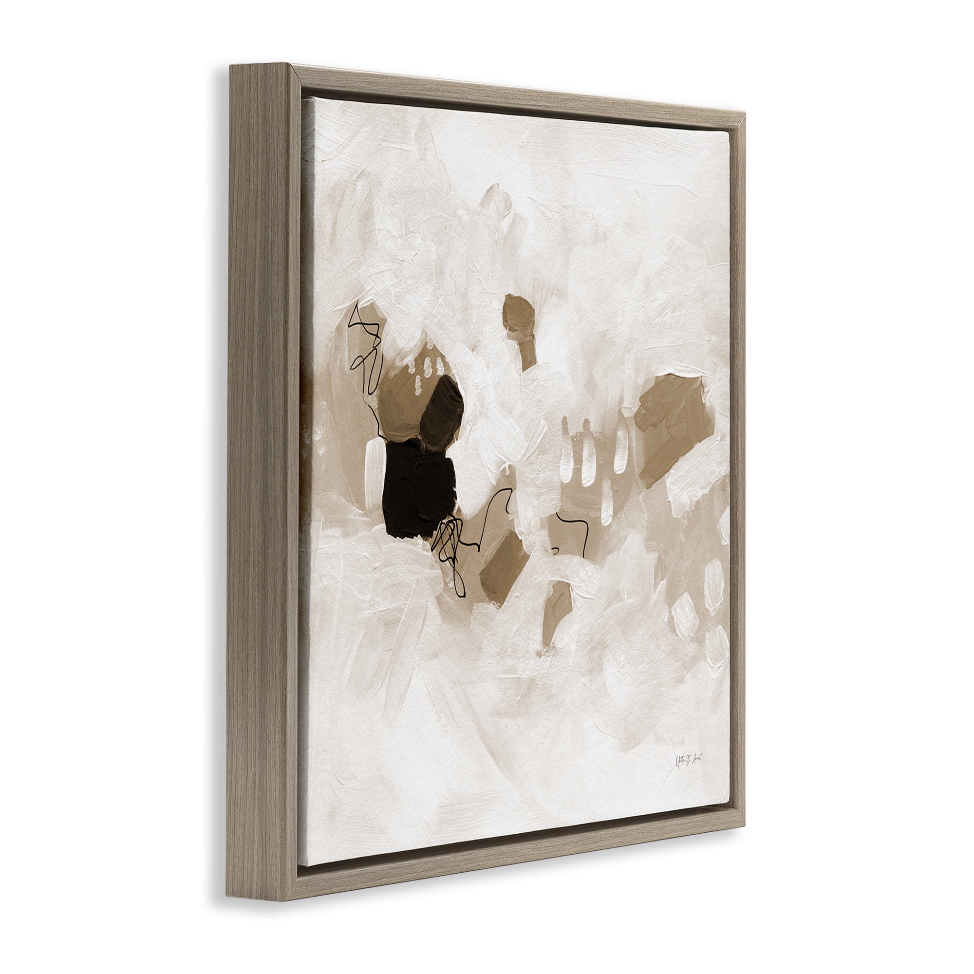 Stupell Industries Neutral Classic Conservatory Abstract Painting Brown Floater Framed Canvas Art Print Wall Art, 25 x 25