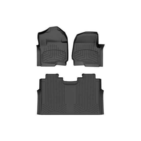 WeatherTech FloorLiner HP Custom Fit Floor Mats compatible with 2023-2024 Ford Super Duty - 1st & 2nd Row, Black