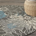 thumbnail image 3 of 4â€™ Round Charcoal and Blue Big Flower Area Rug, 3 of 6