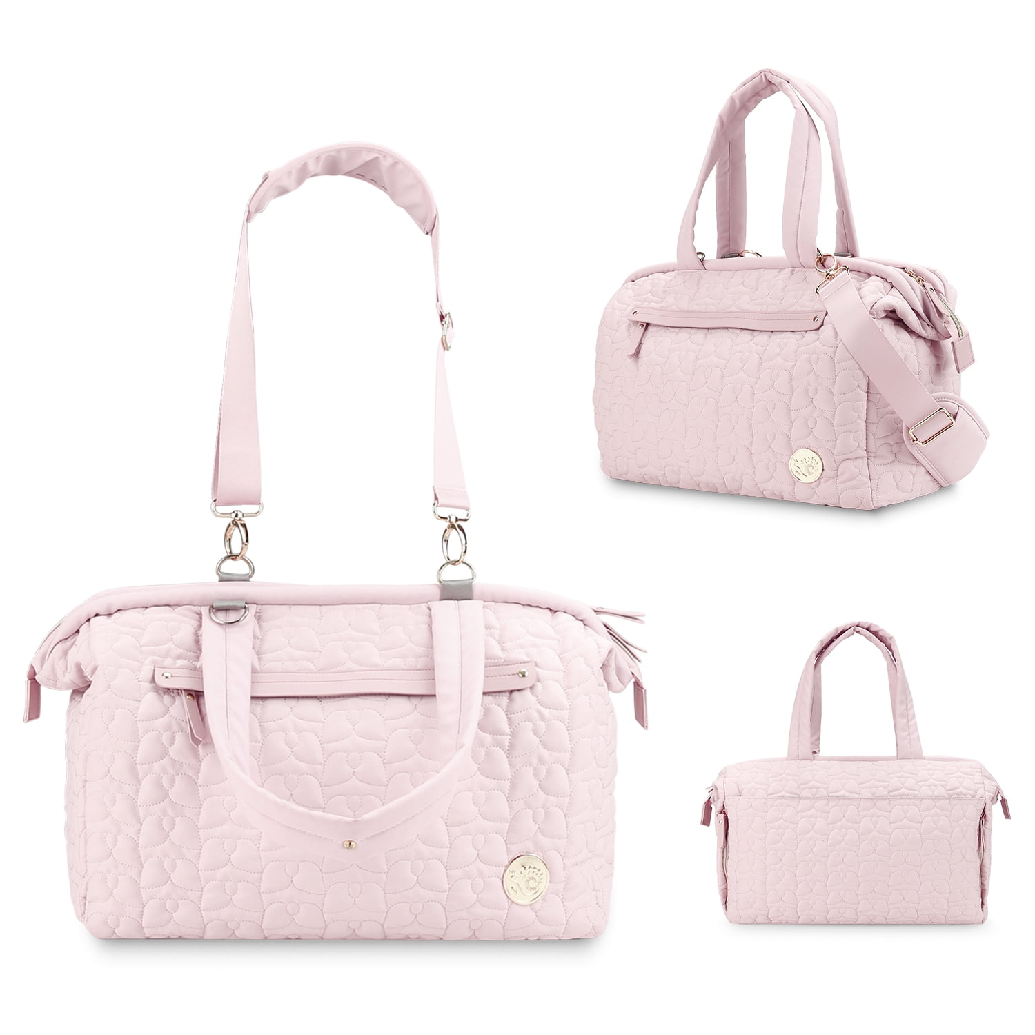 Lmbabter Herringbone Fabric Versatile Tote Bag Diaper Bag, Pink